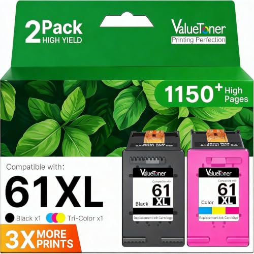 Valuetoner 61XL Ink Cartridges Replacement for HP 61 Ink Cartridge Combo Pack 61XL Works with HP Envy 4500 4502 5530 Deskjet 2540 3510 OfficeJet 4630