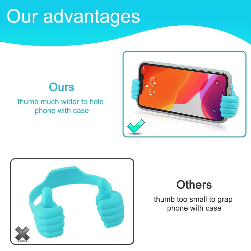 LucyPhy 8 Pack Thumbs up Cell Phone Holder, Adjustable Silicone Tablet Stand, Portable Desktop OK Stands Compatible with Smart Phones iPhone iPad