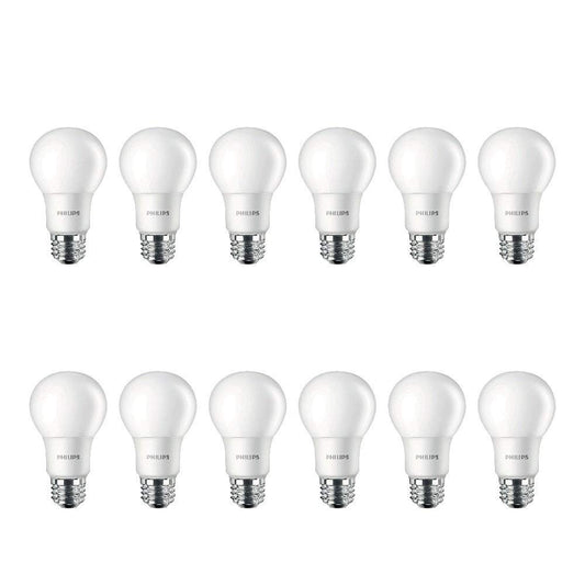 Philips LED Non-Dimmable A19 Frosted Light Bulb: 800-Lumen, 5000-Kelvin, 8-Watt (60-Watt Equivalent), E26 Base, Daylight, 12-Pack