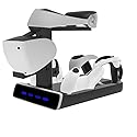 Controller Charging Dock Storage Stand for PSVR2/PS5, 2 in 1 Handle Charging Station Headset Holder Bracket,Console Charger Base with Display Holder