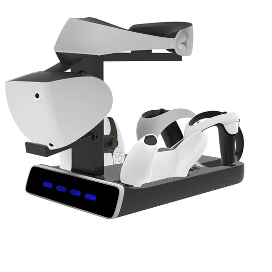 Controller Charging Dock Storage Stand for PSVR2/PS5, 2 in 1 Handle Charging Station Headset Holder Bracket,Console Charger Base with Display Holder