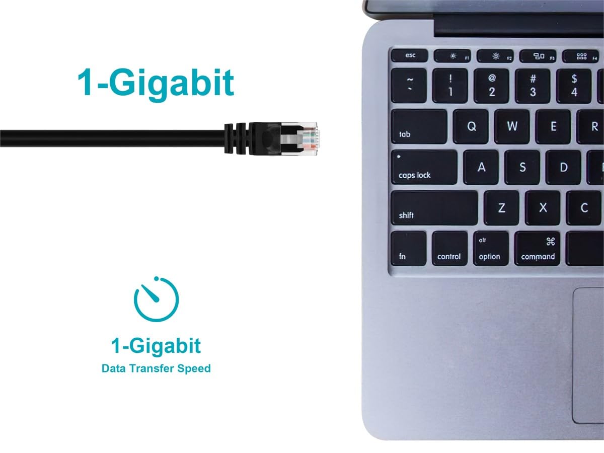 Monoprice Cat5e 75ft Black Patch Cable UTP 24AWG 350MHz Pure Bare Copper Snagless RJ45 Fullboot Series Ethernet Cable