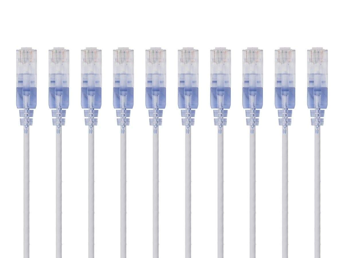 Monoprice - 133267 SlimRun Cat6A Ethernet Patch Cable - Snagless RJ45 UTP Pure Bare Copper Wire 10G 30AWG 25ft Black 10-Pack