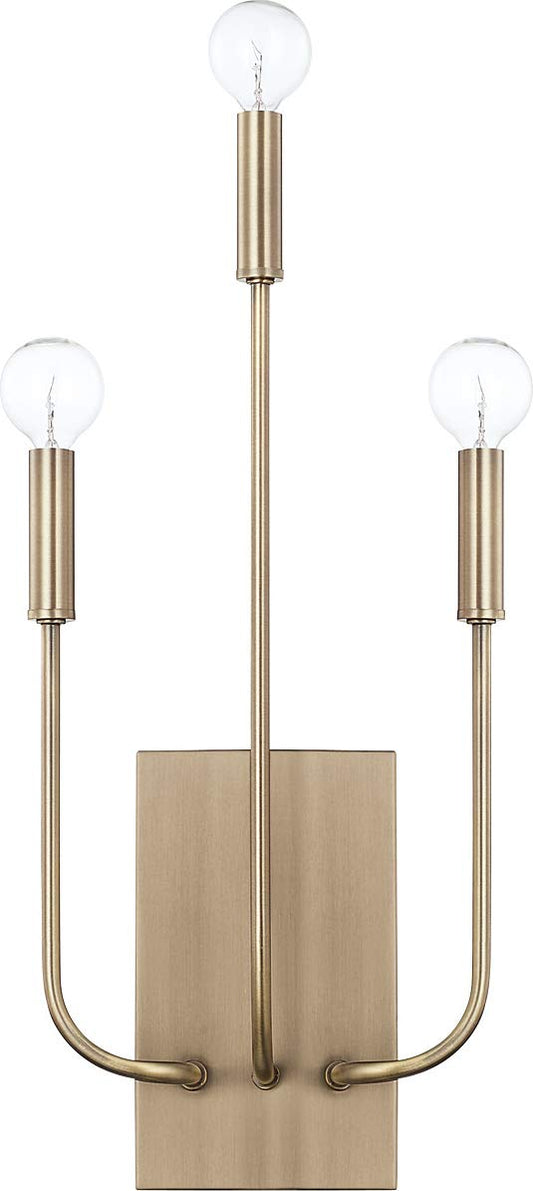 Capital Lighting 621931AD Zander Modern ADA Compliant Organic Wall Sconce, 3-Light 180 Total Watts, 20" H x 9" W, Aged Brass