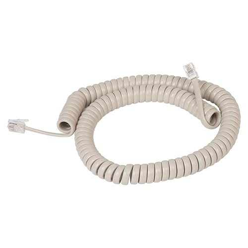 Cablesys ICC Coiled Telephone Handset Cord for Use with PBX Phone Systems, VoIP Telephones - 12 Ft Uncoiled, Rj22, 1.5 Inch Lead on Both Ends, Dark