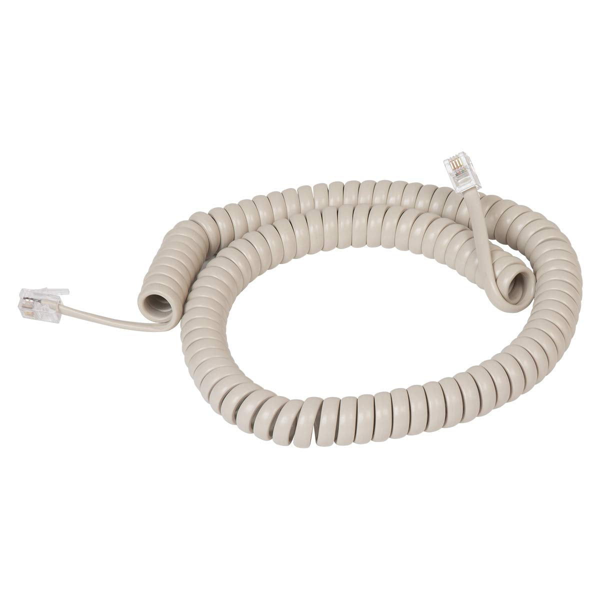 Cablesys ICC Coiled Telephone Handset Cord for Use with PBX Phone Systems, VoIP Telephones - 12 Ft Uncoiled, Rj22, 1.5 Inch Lead on Both Ends, Dark