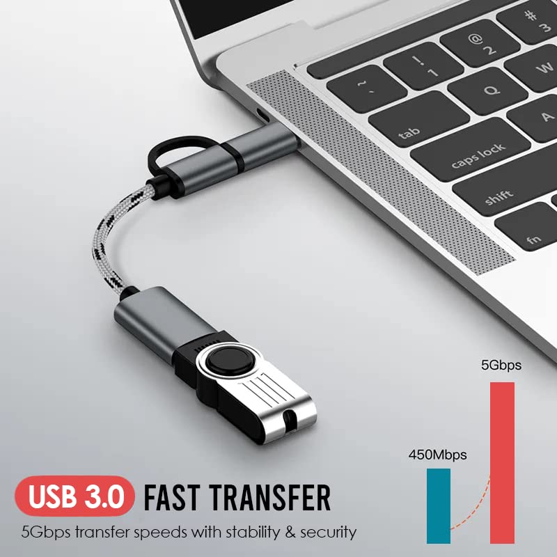 Arkscan USB-A to Micro USB & USB-C Converter Cable for USB Printer and Other Devices, Support Android, Chromebook, Windows and Mac