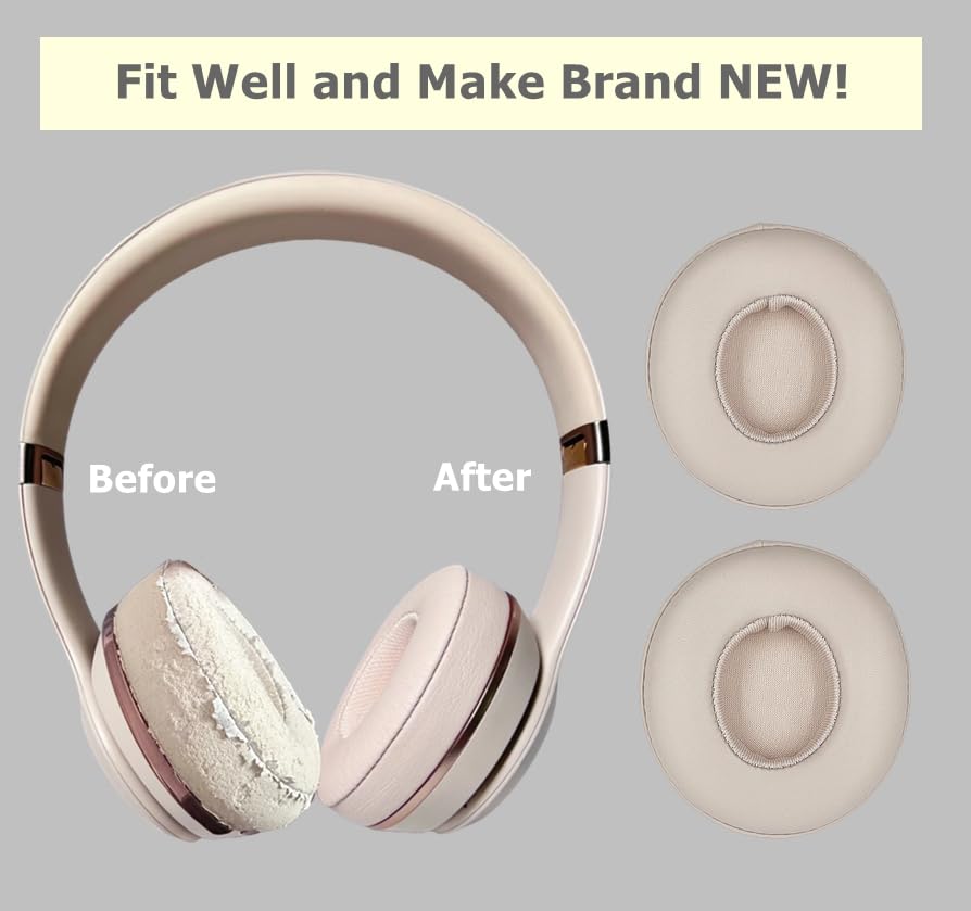 Replacement Earpad Cover, Ear Cushion Pads Compatible with Solo 2.0 3.0 Headphones by Dr. Dre 1 Pair (Light Pink)