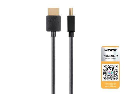 Monoprice - 124184 High Speed HDMI Cable - 3 Feet - Black| Certified Premium, 4K@60Hz, HDR, 18Gbps, 36AWG, YUV, 4:4:4 - Ultra Slim Series