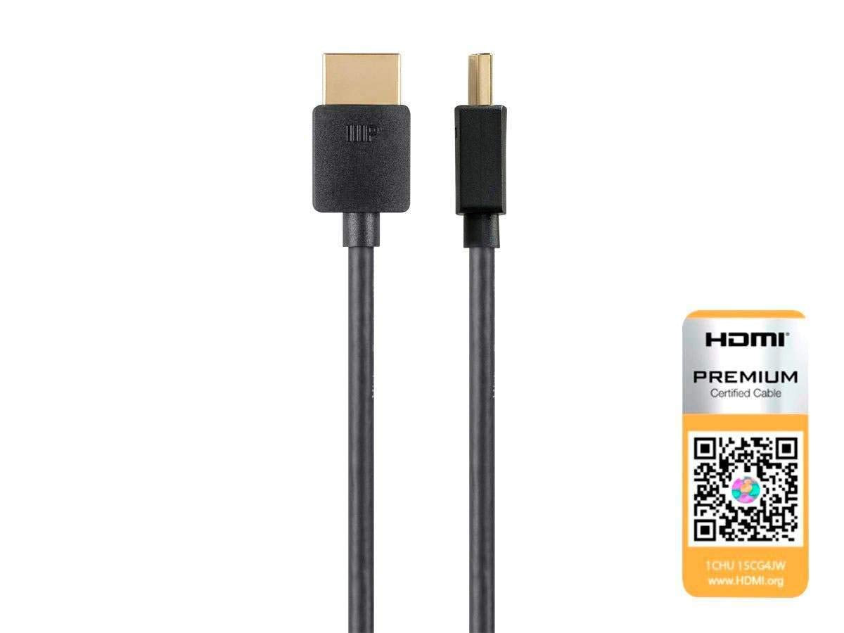 Monoprice - 124184 High Speed HDMI Cable - 3 Feet - Black| Certified Premium, 4K@60Hz, HDR, 18Gbps, 36AWG, YUV, 4:4:4 - Ultra Slim Series