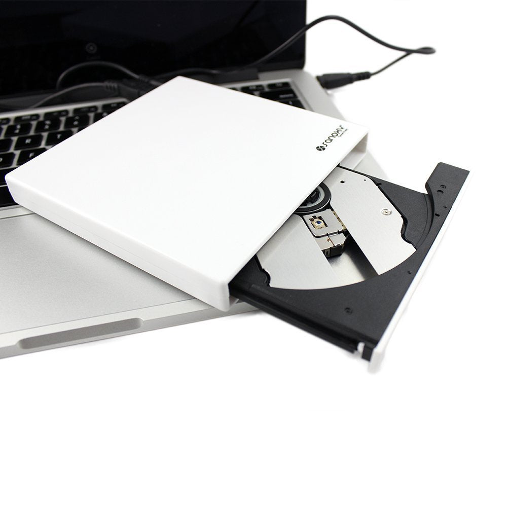 SANOXY® USB2.0 Slim DVD/CD RW Burner External Enclosure Caddy Case with SATA Connector for Laptop Notebook Burner, White