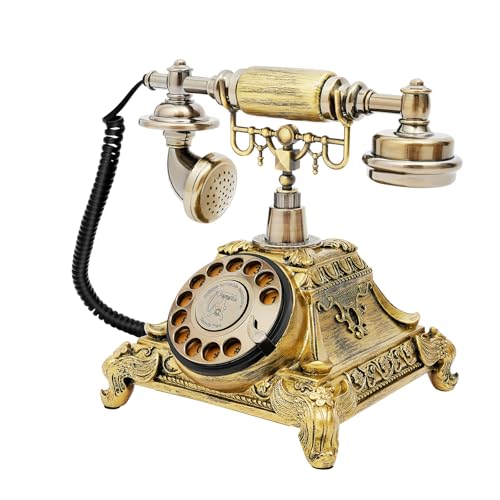 Vintage Phone with Redial Function, Retro Rotary Dial Phones with Noise-canceling Function, Resin Antique Phone Old Fashion for Cafe, Landline