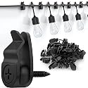 Outdoor String Lights Clips, Weatherproof Cable Hanger Hooks for Hanging Fairy Lights, Holiday Decor - Black, 50 Pack