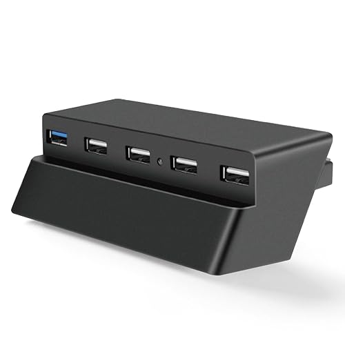 TNP 5 Port USB Hub for PS4 Slim Edition - USB 3.0/2.0 High Speed Extender Adapter Accessories Expansion Hub Connector Splitter Expander
