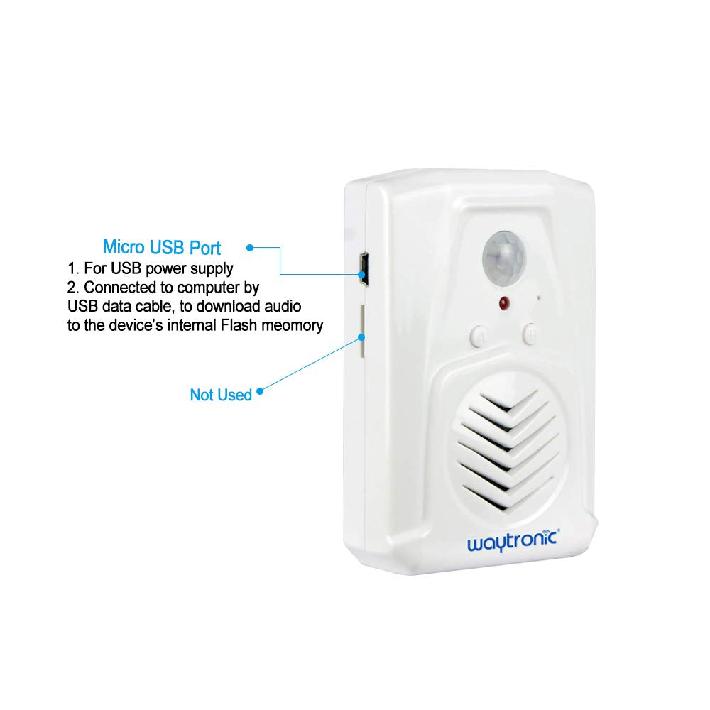 waytronic Replaceable Voice PIR Infrared Motion Sensor Activated Welcome Doorbell for Shop Store Christmas MP3 Audio Files to Play Speech?Sound Player