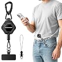 Dadanism Anti-Theft Phone Tether, Universal Phone Lanyard Retractable Steel Line Cell Phone Strap with Heavy-Duty Carabiner & 360° Rotatable Metal Tab
