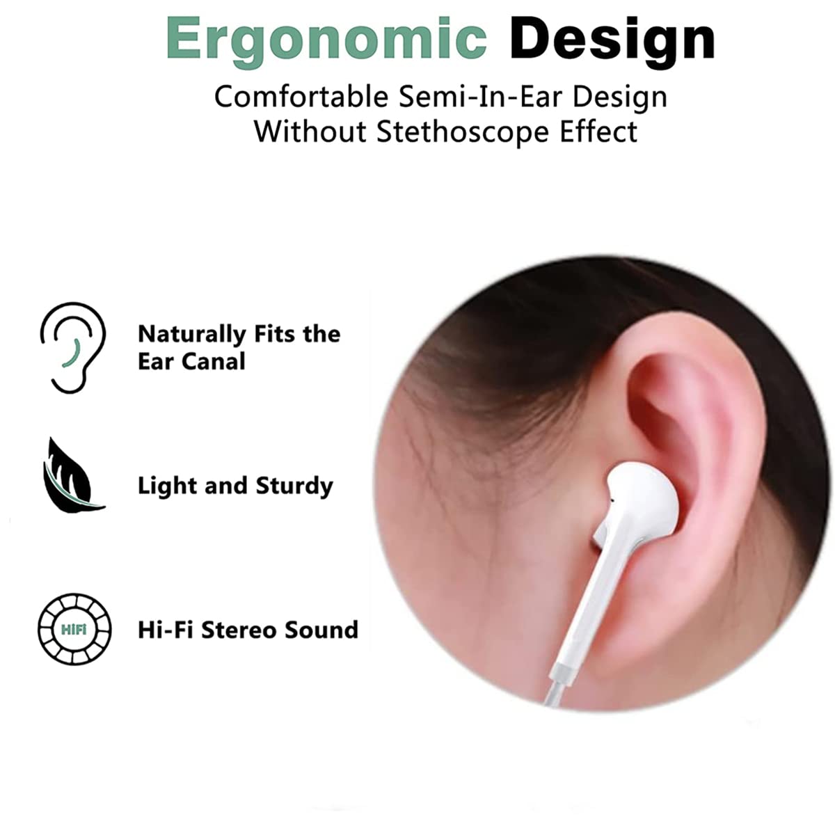 [2 Pack] WEIZY Aux Earbuds/Earphones, Vize 3.5mm Wired Headphones Noise Isolating Earphones Volume Control & Built-in Microphone Compatible