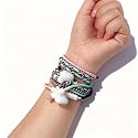 URIZONS Wired Earbuds USB-C with Microphone Bracelet Design Tangle-Free Necklace & Braided Colorful Cord Headphones, Magnetic Lock | Compatible