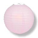 Quasimoon PaperLanternStore Decorative Paper Lantern - (Single, 24-Inch, Pink, Even Ribbing) Round Paper Lantern - Ideal Wedding and Party Decor or