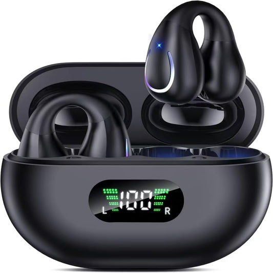 Open Ear Bone Conduction Headphones Bluetooth 6.1 Wireless Clip On Earbuds