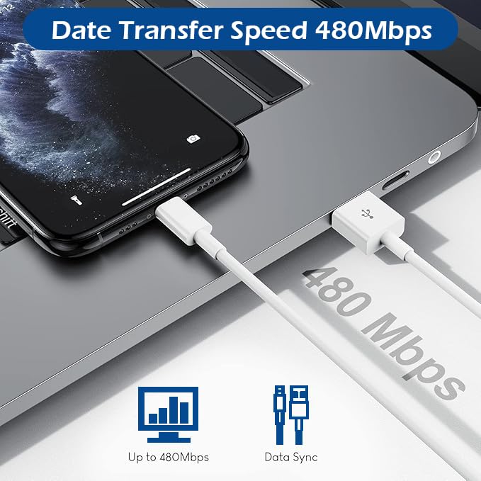 2Pack[Apple MFi Certified] iPhone Charger,10Feet Extra Long Lightning Cable Data Sync Transfer Cord with Portable Travel Charging Block Compatible…
