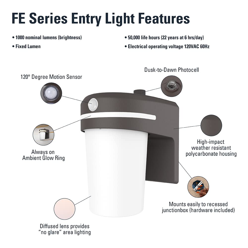 HALO FE 60-Watt Equivalent Integrated LED Bronze Motion Sensing Dusk to Dawn Area Light, 3500K