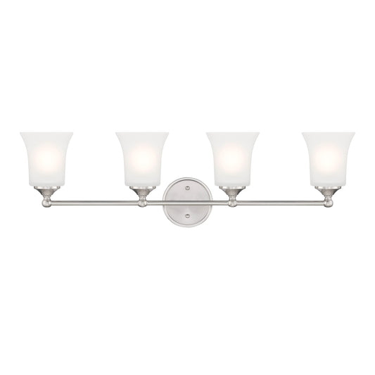 DESIGNERS FOUNTAIN Bronson 4 Light Bathroom Vanity Light Fixture, Brushed Nickel, D278M-4B-BN