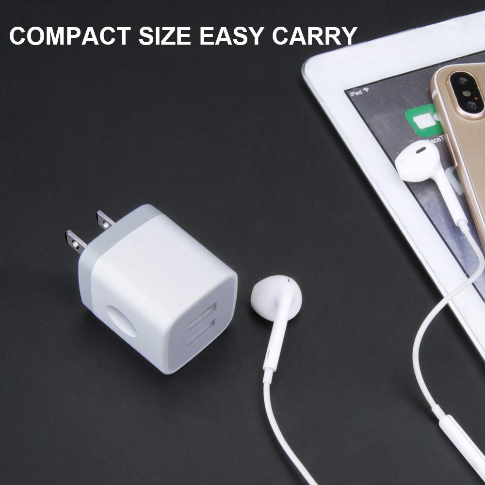 Fast Charging Block,GiGreen 5Pack Dual Port USB Outlet Plug 2.1A USB Wall Charger Power Cubes Compatible iPhone 16/15 Pro Max/14/13/12/11/X/8,Samsung