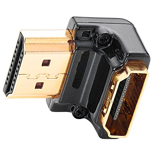 Zeskit HDMI Adapter Male to Female Right Angle, Zinc Alloy Full Shielding 24K Gold Plated Connectors (SIDE-90/N)