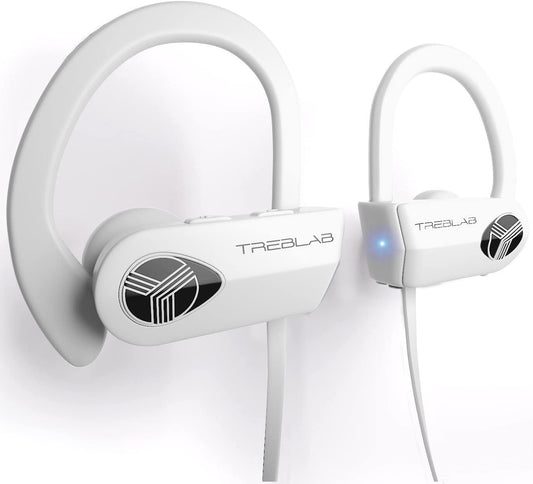 TREBLAB XR500 Bluetooth Running Headphones, IPX7 Waterproof, Noise Cancelling, Secure-Fit, Wireless Sport Earbuds with Mic
