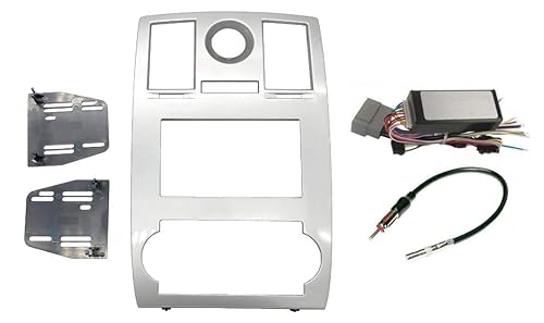 Radio Stereo Car Install Double Din Navigation Silver Bezel + Can Bus Factory Amplified Systems Radio Replacement Wire Harness & Antenna Adapter