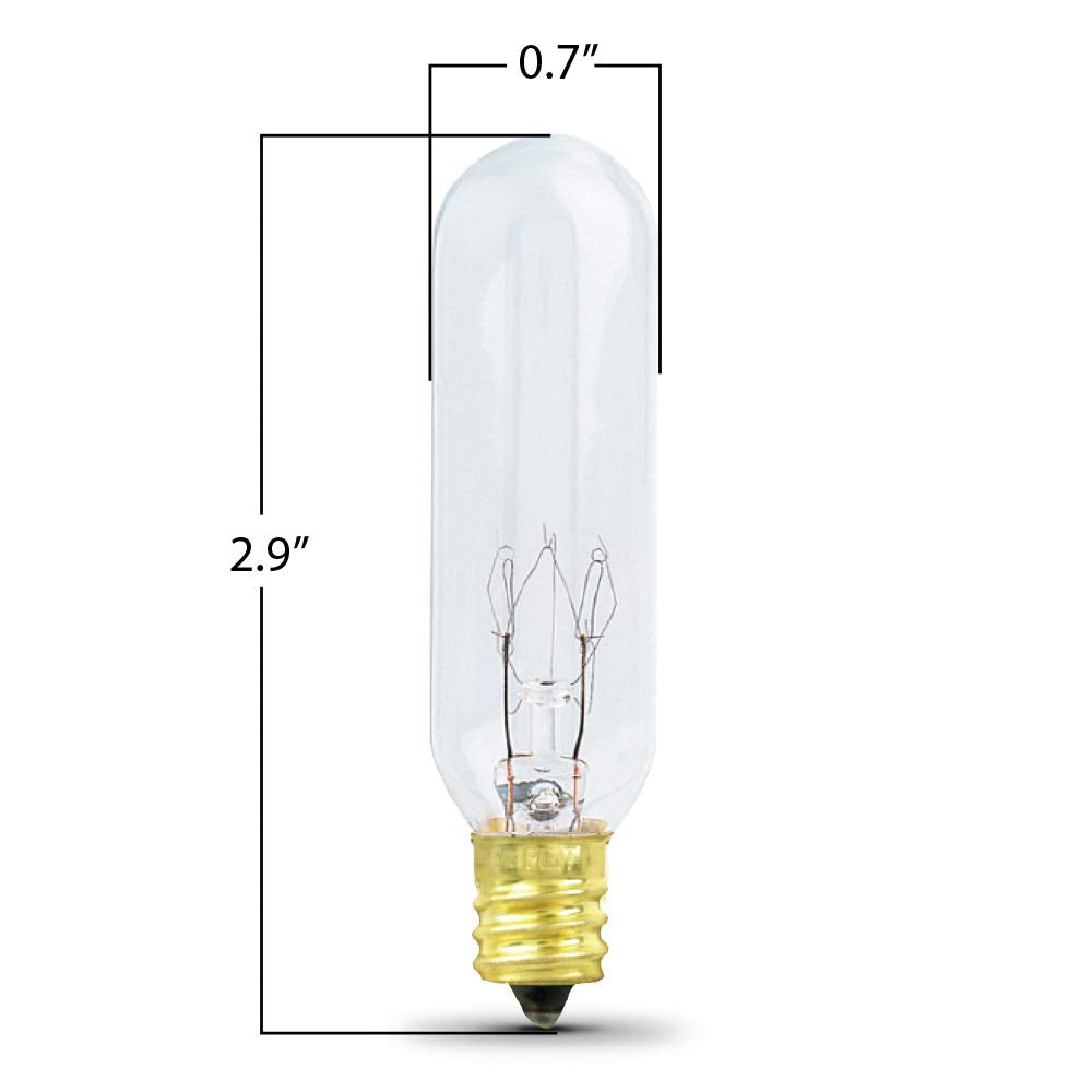 Feit Electric BP15T6-130 15-Watt T6 Tubular Incandescent Bulb with Candelabra Base, Clear, 2.9" L x 0.7" D