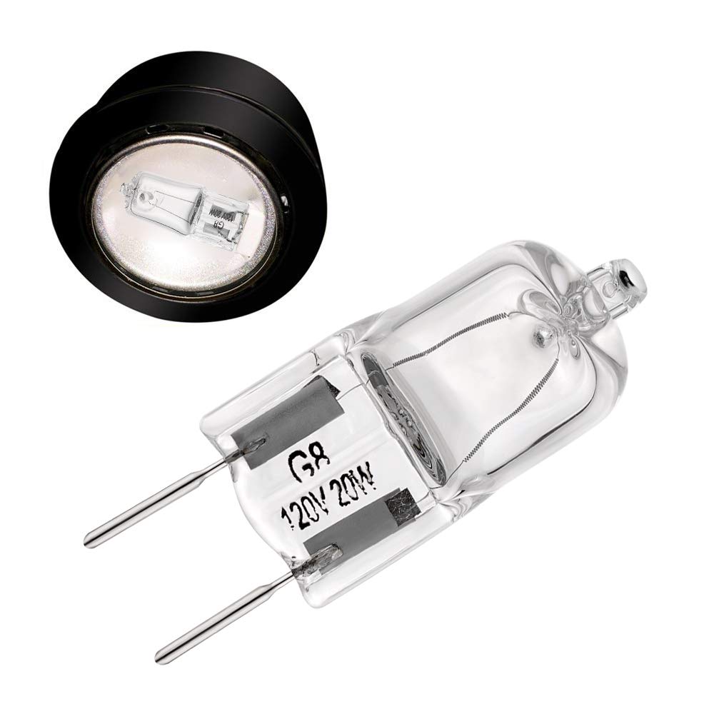 BOGAO G8 Light Bulbs 20Watt 120Volt Halogen Light Bulb G8 Base Bi-Pin Shorter 1-3/8" (1.38") Length 20W T4 JCD Warm White Under Cabinet Puck Lighting