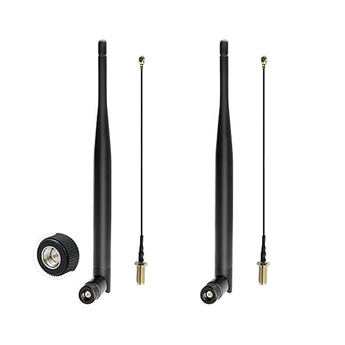 ALMOCN 2PCS 915MHz LoRa Antenna 5dBi Gain Omni-Directional SMA Male Connector + 2PCS IPEX Extension Cable for LoRa Development Board, Security