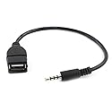 uxcell Plastic Car USB Female to AUX 3.5mm Male Audio Connector Cable Cord Black 22.8cm Long