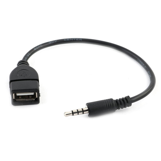 uxcell Plastic Car USB Female to AUX 3.5mm Male Audio Connector Cable Cord Black 22.8cm Long