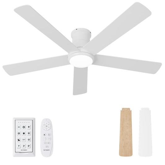 Autoday 52 Inch Ceiling Fans with Lights and Remote, White