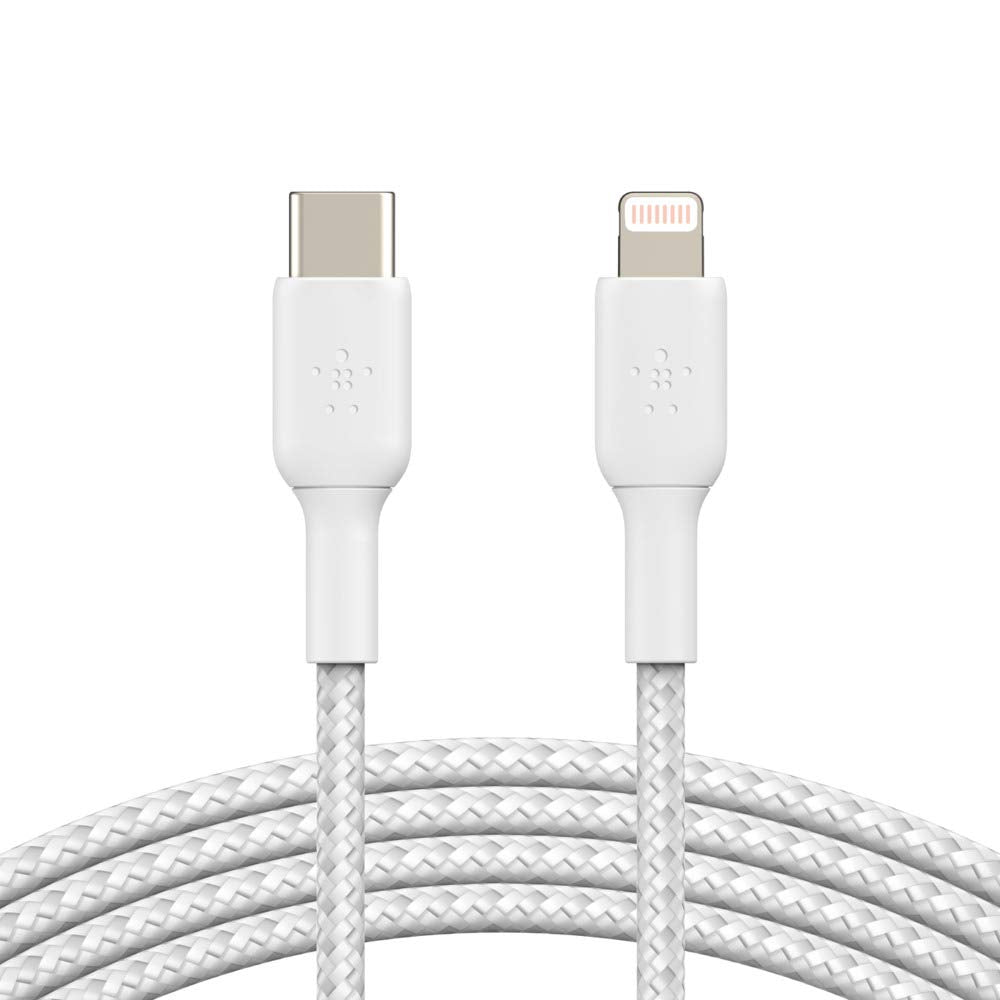 Belkin BoostCharge Nylon Braided USB C to Lightning Cable 6.6ft/2M - MFi Certified 18W Power Delivery iPhone Charger Cord - Apple Charger USB C Cable…