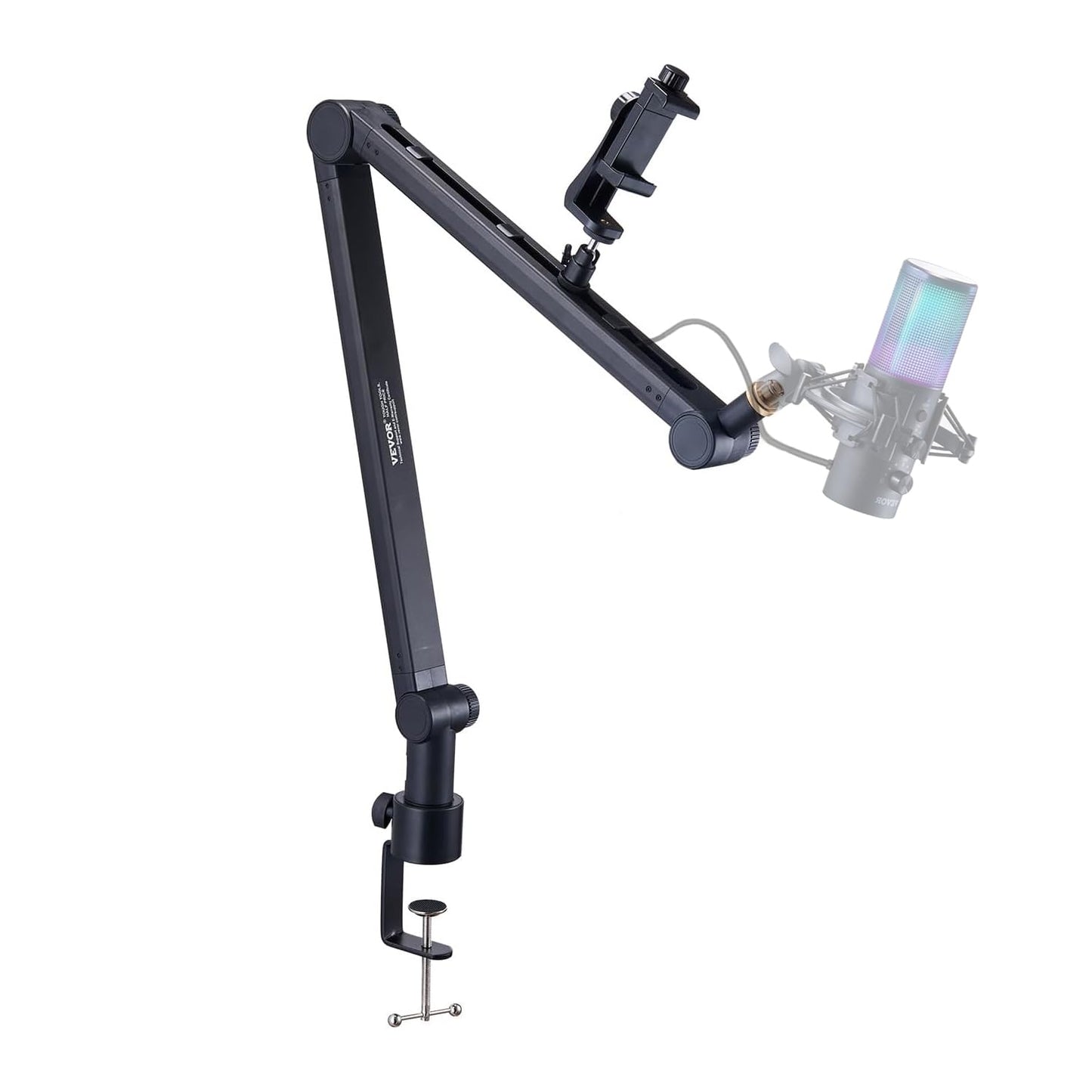 VEVOR Microphone Boom Arm, with Desk Mount Clamp, Adjustable Mic Stand with Cable Management,360° Rotatable,3/8" to 5/8" Adapter, for Recording Studio