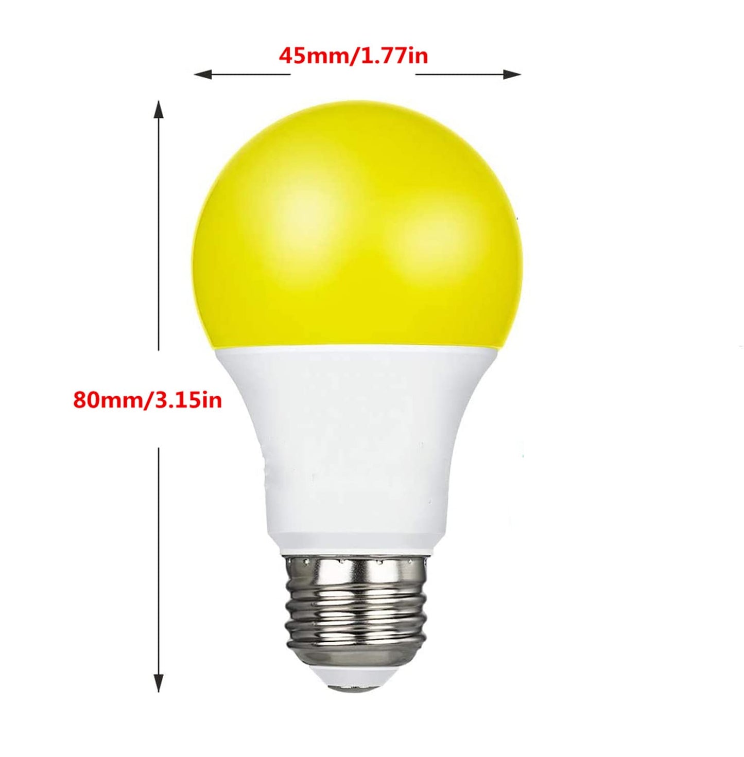 Qixivcom 4-Packs 5W G45 Yellow LED Light Bulbs E26 Outdoor Bug Light Bulb 35W Equivalent 300LM 2000K Amber Glow Yellow Bug Light Bulb Night Light