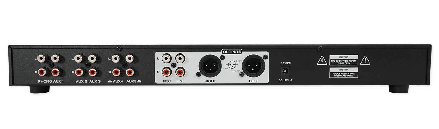 Rockville PPA20 Preamp 11V 1U Rack Mount Professional Pre-Amplifier, Phono Input, XLR Outputs, 3-Band EQ, for Home Audio and Studio Recording