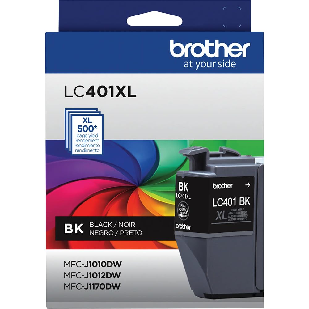 Brother Genuine LC401XLBK Black High Yield Ink Cartridge, Bundle with Deco Essentials Printer eBook for MFC-J1010DW, MFC-J1170DW