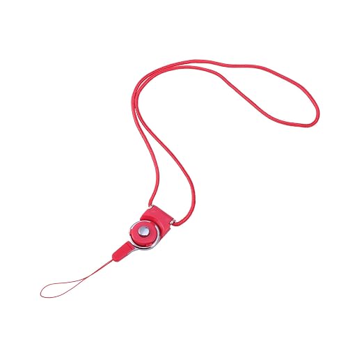 UKCOCO Dual Use Detachable Rotary Buckle Long Lanyard for Mobile Phone Case Rope Flexible Breakaway Clasp for Electronics Accessories Red