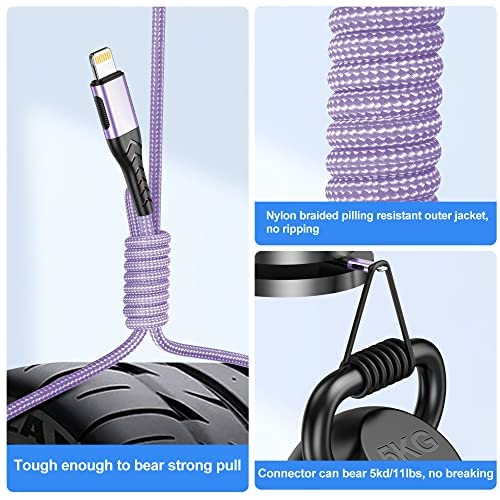 Durcord iPhone Charger, [Apple MFi Certified] 3Pack 6FT USB A Cable for Lightning Charger Cord, Fast iPhone Charging Cord for iPhone Xs…