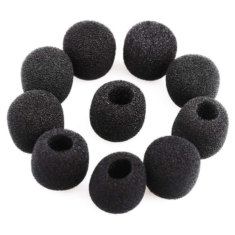 10 Pcs Black Lapel Headset Microphone Windscreen, Microphone Sponge Foam Cover Mini Size Lavalier Microphone Windscreen Pop Filters
