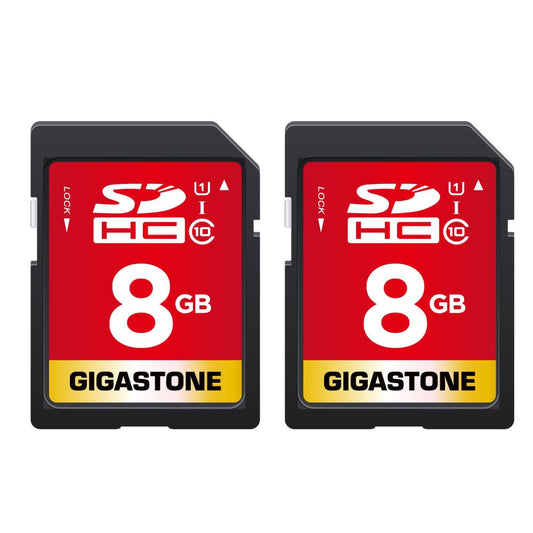 GIGASTONE 8GB SD Card 2-Pack UHS-I U1 Class 10 SDHC Memory Card Full HD Video Canon Kodak Olympus Digital Camera, with 2 Mini Cases