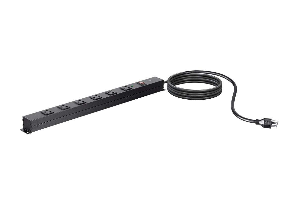 Monoprice 6 Outlet Metal Surge Protector Power Strip - with 15 Feet Cord and Surface Mount Tabs, 540 Joules, UL Certified, EMI/RFI Protection