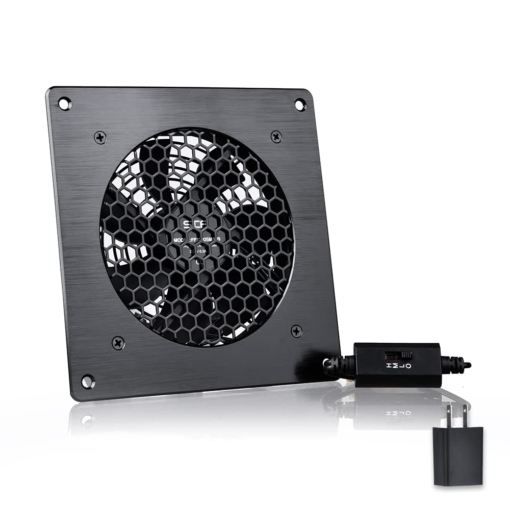 SCCCF USB Cabinet 120MM Fan Quiet Cooling Fan System 6" with Speed Control, for Home Theater AV Cabinets