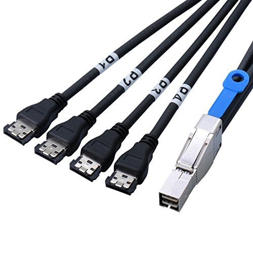 Micro SATA Cables SAS HD SFF-8644 Host to 4 eSATA Fanout Cable - 2 Meter: Compatible with 68 Pin U.2 Male to Male Cable and SFF-8639 68 Pin U.2 Male