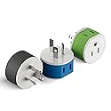 OREI Australia, New Zealand, China Power Plug Adapter with 2 USA Inputs - Travel 3 Pack - Type I (US-16) Safe Grounded Use with Cell Phones, Laptop…